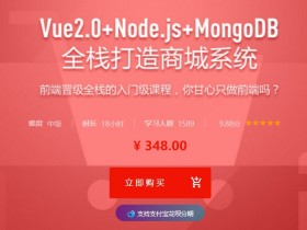 Get全栈技能点 Vue2.0/Node.js/MongoDB 打造商城系统 前端晋级到全栈视频教程